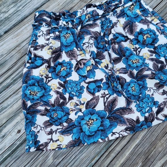 LOFT Linen and Rayon Skirt XSP Blue Floral - Picture 8 of 14